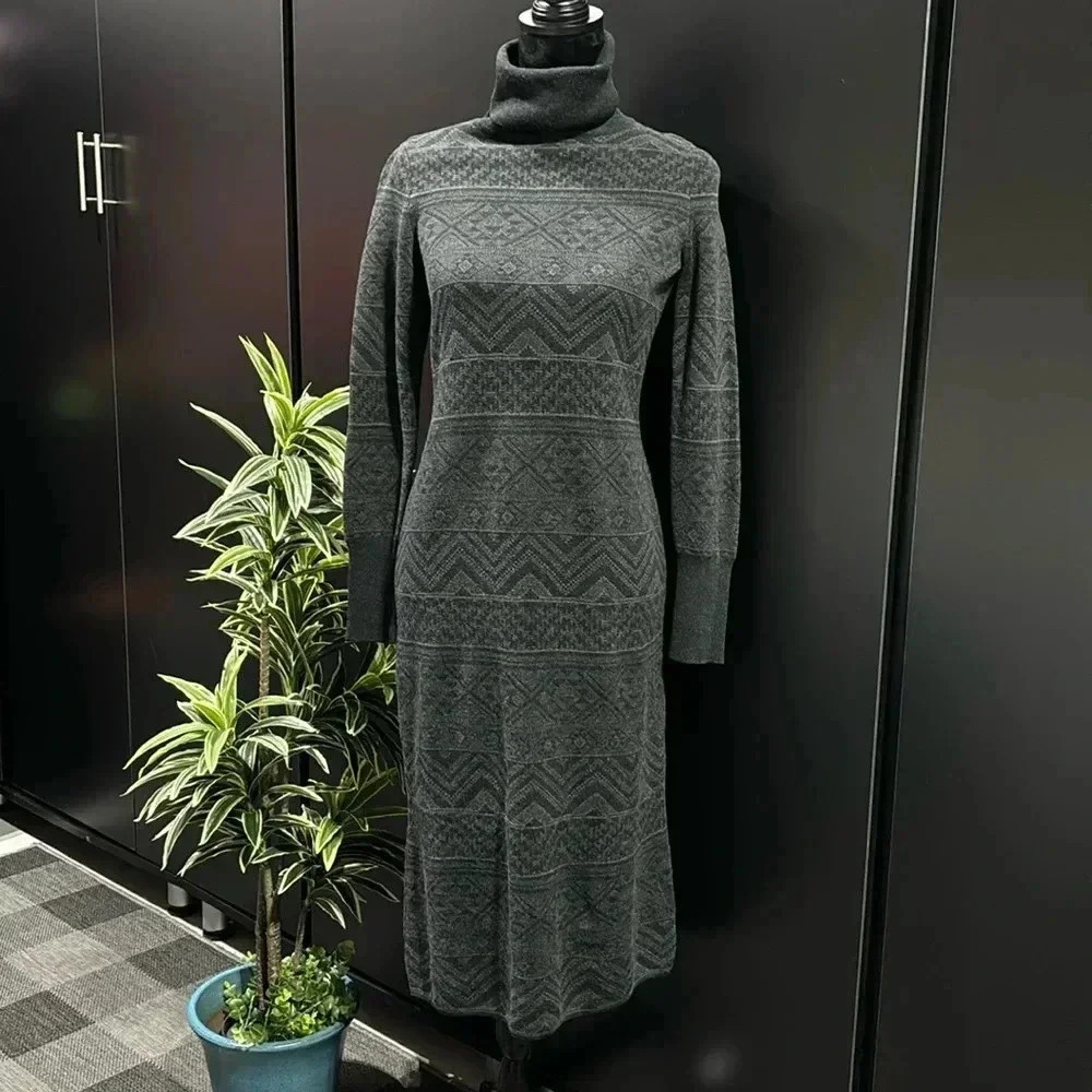prAna South Rock Knit sweater turtleneck dress,,long sleeve,fitted,stretch